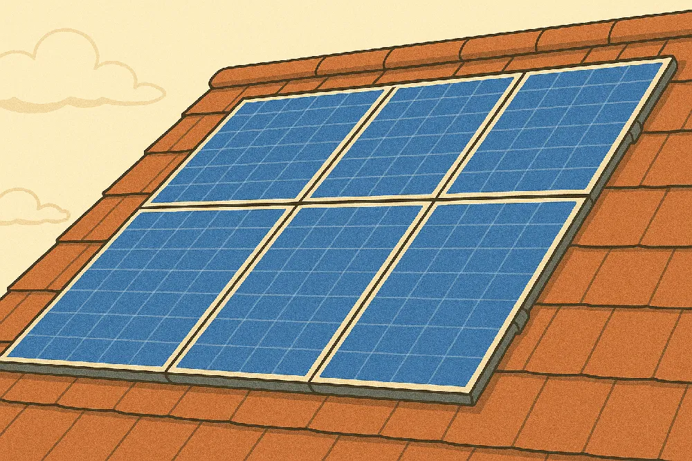 Close-up of rooftop solar panels